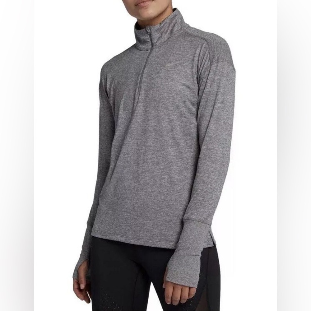 Nike Women’s Element Dri-FIT Half Zip Running Top in Heather Grey Size M